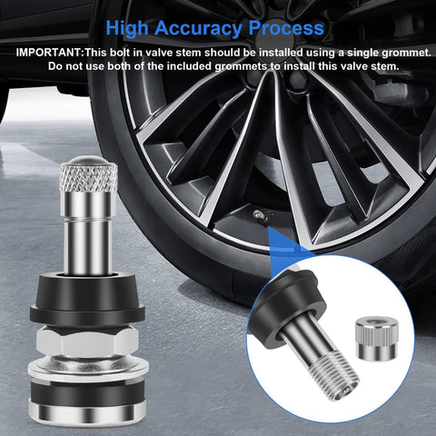 Wlnynir 6-pack tire valve stems, 1-1/2 inch Schrader, brass tubeless valves, high 200 PSI, fits 0.453/0.625 in rims.