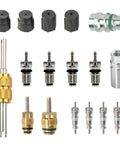 17 Pcs Air Conditioning Valve Core Kit for R12 and R134A With Teflon Seal Caps, Schrader Valve Kit, removal tool visible.