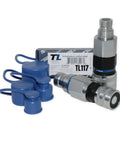 Flat Face Hydraulic Coupler Adapter Set Converts Half Inch Body To Three Quarter Inch Body ISO 16028 with caps and box