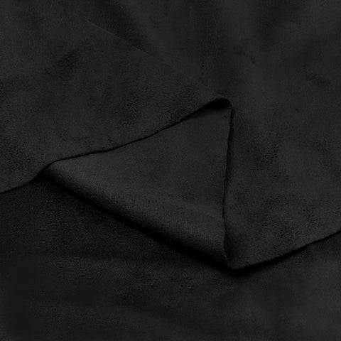 Close-up of black suede headliner fabric, double-sided with foam-free backing for auto interiors