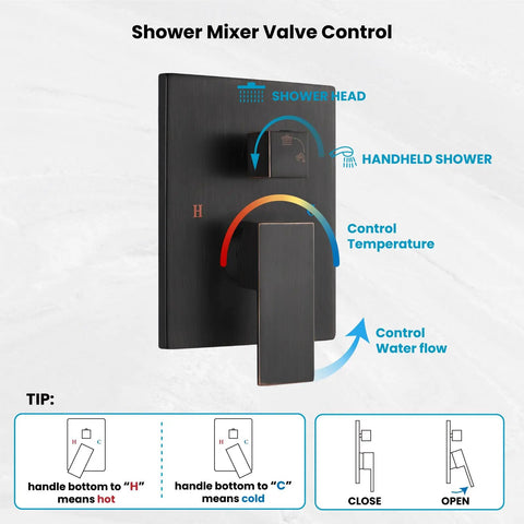 Ceiling Mount Shower System With Rain Showerhead And Handheld Sprayer, High Pressure Trim Kit, All Metal Brass Valve control