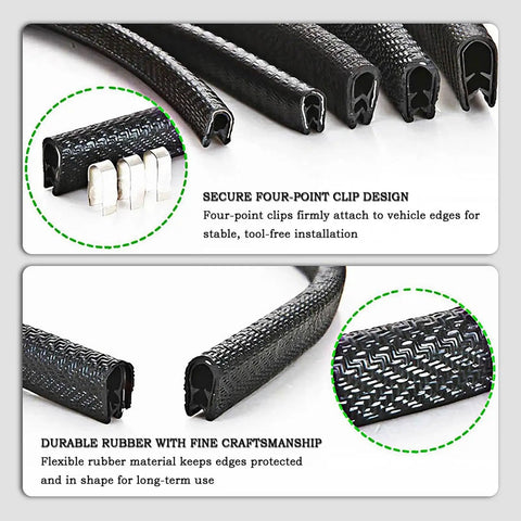 Audi Door Edge Guard U Shape Protector Shield for A6L A6 A7 A8 Q7 Q8 ETron secure clips and durable rubber design