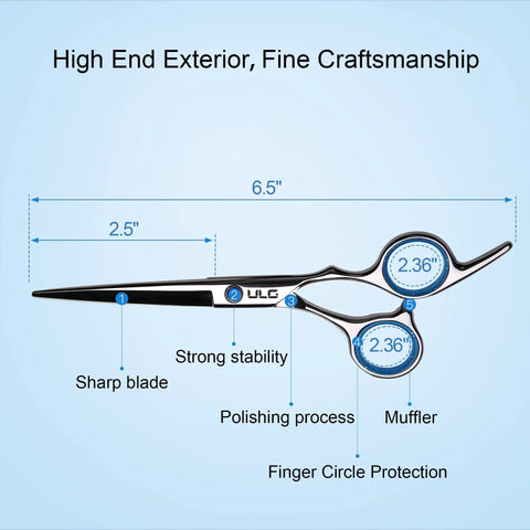 Pro Grade Hair Cutting Scissors And Thinning Shears Kit for Barbers, 6.5 inch Japanese stainless steel, right-handed design.