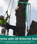 Arborist using a Three Quarter Inch Rigging Ring Sling Rope, 6 Ft Arborist Rope With Aluminum Ring, 14,600 Lbs MBS Friction Saver in tree rigging.