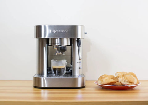 Top Tier Stainless Steel Espresso Machine With Reliable 19 Bar Italian Pump And Quick Ground Or ESE Pod Brewing Featuring Precise Temp Control and Zero Frustration Pre Brew For Killer Daily Coffee Routines on wooden countertop.