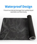 Extended Large Gaming Mouse Pad Desk Mat 27.6x11.8 Inches With 3mm Non Slip Base And Stitched Edge Waterproof Topographic Design