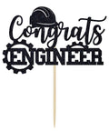 Congrats Engineer Cake Topper For Graduation Party Decor Future Engineer Theme Class Of 2026 Black Glitter Topper