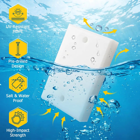Transducer Mounting Plate Kit With Screws For Marine Grade Boat Transom, UV Resistant Mounting Board For Fish Finder And Sonar, No Fuss Quick Install 4.5 By 3.5 By 0.75 Inches, White High Visibility Mounting Pad; UV-resistant HDPE