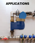 Vertical Water Meter DN20 with 3/4 Inch NPT couplings, heavy brass cold water meter with pulse output, ISO4064 certified, installed view