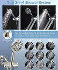 Filtered Shower Head With Handheld Combo, Dual 2-In-1 Spa System with spray modes and 3-way diverter detail