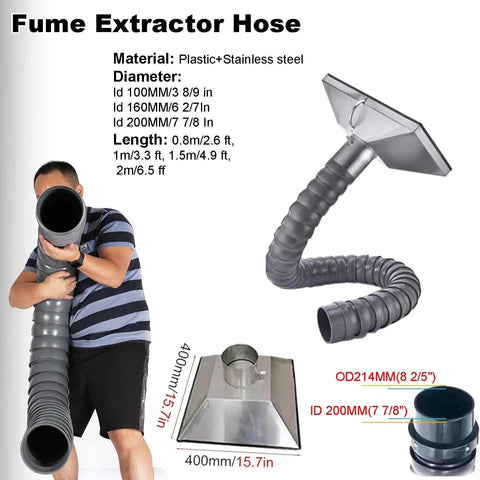 Top Shelf Flexible Duct Collector Arm For Fume Extraction With No Sweat Setup 4 6 And 8 Inch Adjustable Hose Kit for smoke extraction hose.