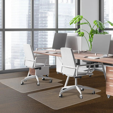 Office Chair Mat for Hardwood Floors 36x47 Heavy Duty Desk Chair Floor Protector Easy Clean Non Slip PVC Mat in modern office setting