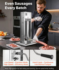 Manual Sausage Stuffer 11 Lbs Vertical Meat Filler With 5 Stuffing Tubes, Dual Speed Sausage Casing Filling Machine in use