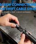 Ten Piece Drain Snake Drill Attachment And Heavy Duty Auger Cutter Kit with screw connections for easy cable swaps.