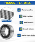 Features of Four Pack Sealed Flange Ball Bearings Three Quarters Inch Bore 19mm ID x 35mm OD x 13mm Wide, 9Cr18 Steel, Deep Groove