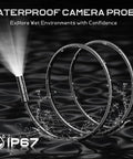Pro Borescope Camera With Light, 16.4FT semi-rigid cable, IP67 waterproof probe emitting spray in wet environment