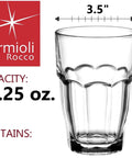 Rock Bar 16.25 Oz Cooler Glass Set Stackable Tempered Glasses For Ice Cold Drinks Water And Cocktails Perfect For Parties Or Home Bars Set Of 6 Clear Durable Dishwasher Safe Easy To Grab And Stack with capacity measurements.