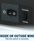 GoDEX T10 Label Rewinder Machine For Desktop And Industrial Printers Featuring Variable Speed Control Zero Drama Roll Catcher Compact Build For A No Sweat Label Station Plug And Play Setup switch panel with inside and outside wind options.