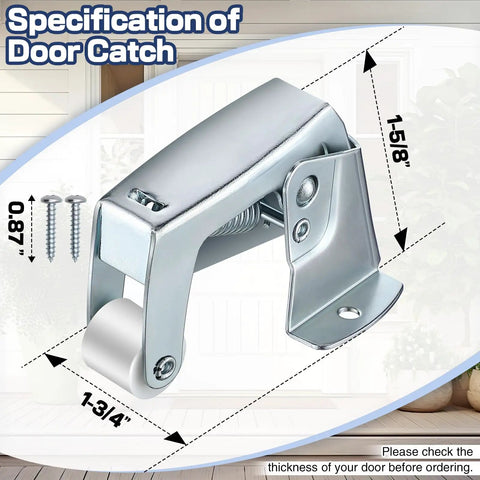 Two Pack Screen And Storm Door Catch For Hinged Swinging Doors Cabinets And Cupboards Zinc Plated One And Three Quarters Inch Base