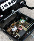 Top Shelf Electric Floor Sweeper Workhorse With A Spacious 41 Inch Sweep Path and Smart Three Brush Setup for swift dust pickup collection bin with debris.