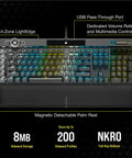 Ultimate Optical Mechanical Gaming Keyboard Blazing Fast OPX Switches with USB passthrough and RGB lighting on black chassis.