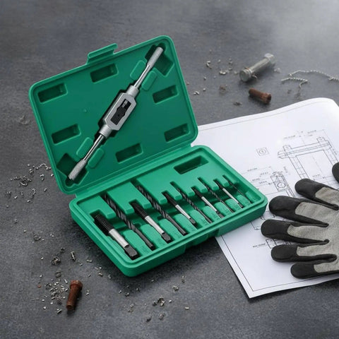 Mycene High-Speed Steel Screw Extractor Set For Stripped Broken Damaged Bolts And Rusty Nuts Includes Heavy Duty Case For Mechanics And DIY Garage Pros To Easily Remove Tough Fasteners With Ease, 11-piece HSS kit in green case