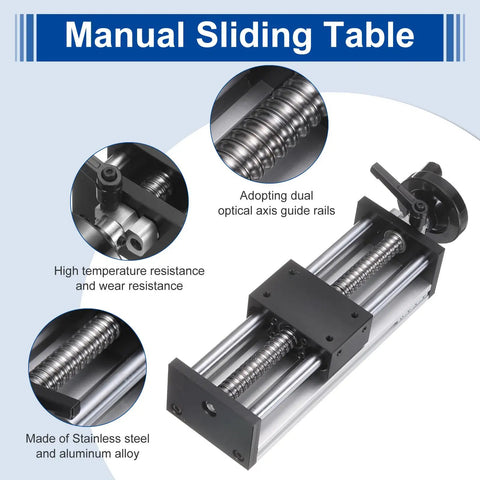 Image of 150Mm Travel Manual Sliding Table With Ball Screw SFU1605 16Mm Diameter 5Mm Pitch One Start Double Optical Axis Rail