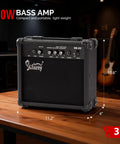 Portable 20W Bass Combo Amp With Headphone And MP3 Aux Input Practice Ready Bass Guitar Amplifier in a studio setting