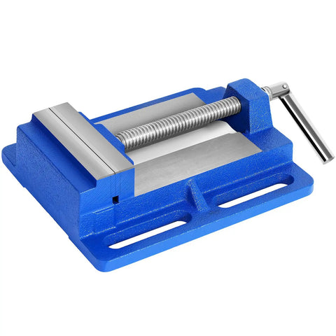 6 Inch Drill Press Vise with Slotted Base, showing serrated jaw plate and portable bench mount for light duty work.