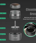 58mm Espresso Coffee Distributor Tool For Even Dosing With 22 Needle Layout Adjustable Depth Grey metal and nylon components
