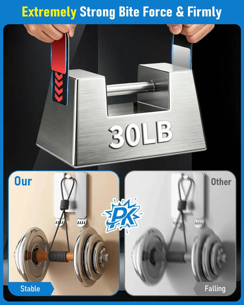 Heavy Duty Adhesive Hook And Loop Strips That Totally Crush It For Indoor Outdoor Wall Mounts With Industrial Strength Waterproof Hold, supporting 30LB weights.