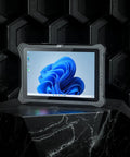 Badass Rugged Windows 11 Tablet Built Tough With Solid Mil Spec Armor 12 Inch Hd Touchscreen on black backdrop.