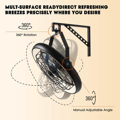 Wall Mounted Fan With Lights 23 Inch Remote And App Control 6 Speeds Dimmable 3 CCT Reversible 360 Degree Tilt