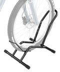 Heavy Duty Indoor Bike Floor Stand Adjustable Single Wheel Rack for Garage with bike tire in black rack