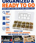 Heavy Duty Head Rivet Nut Tool Kit With 100 Assorted M3 M4 M5 M6 M8 Threaded Inserts in clear organizer case