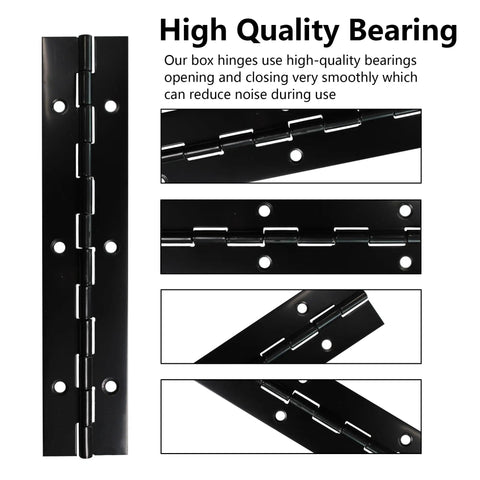High-quality black piano hinge from Dead Nuts Reliable 4 Pack 6 Inch Matte Black for smooth, quiet operation.