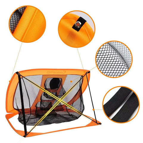 Smart Portable Golf Chipping Net Set With Pop Up Net showing close-up details of mesh netting and sturdy frame.