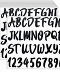 Bulk 360 Piece Self Adhesive Vinyl Letter And Number Sticker Set showing black alphabet and numerals on sheets