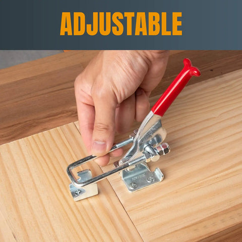 Badass Heavy Duty Toggle Clamps With 700 Lbs Locking Power Adjustable U Bolt Handles Antislip Grip Pack Of Four on wood.