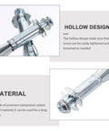 Ultra Durable Hollow Wall Anchors Kit With Threaded Inserts For Metal And Toggle Nuts, galvanized carbon steel, close-up view