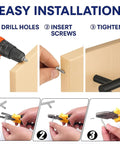 Installation of 15 Pack Black Cabinet Handles 5 Inch Stainless Steel Drawer Pulls with precise hole spacing using drill and screws.