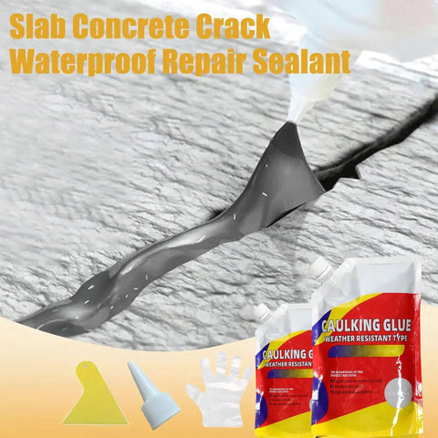 Three Pack Concrete Crack Waterproof Sealant Kit With Quick Drying Weather Resistant Caulking Glue applied on concrete