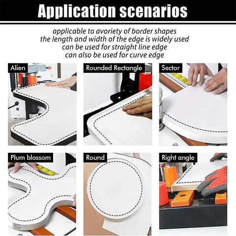 Portable Wood Edge Bander For Straight And Curved Edges With Adjustable Speed And Double Sided Glue Sealing Edges On 7 To 60 mm Width And 0.3 To 3 mm Thickness Ideal For Straight Outer Arc Inner Arc And Curve Edges multiple shapes application