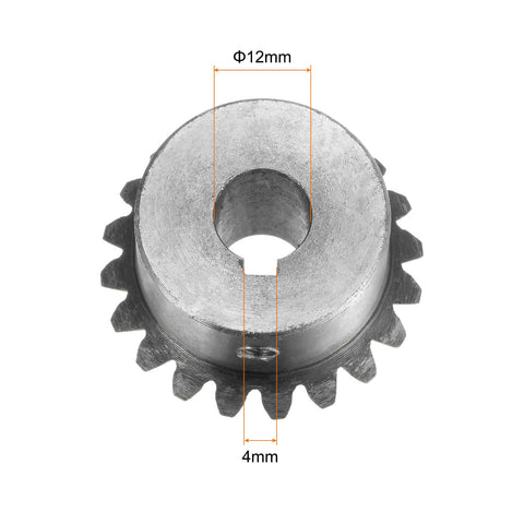 Bevel Gear Set 2M Module 20 Teeth 12mm Shaft Hole 1 To 1 Ratio 90 Degree Right Angle Pinion Gear 45 Steel With 4mm Keyway