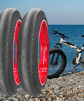 Beefy 2 Pack 26X4.0 Fat Bike Tires With Levers For E Bikes Foldable Anti Puncture Replacement Tires Built Tough For Long Lasting City Commuter Ebike Street Road Rides Black Wall on e-bike by the water