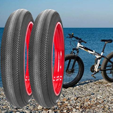 Beefy 2 Pack 26X4.0 Fat Bike Tires With Levers For E Bikes Foldable Anti Puncture Replacement Tires Built Tough For Long Lasting City Commuter Ebike Street Road Rides Black Wall on e-bike by the water
