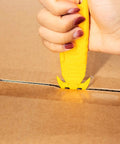 Double-Sided Stainless Steel Box Cutter With Integrated Tape Splitter, Heavy-Duty Safety Utility Knife, 100-Pack Bulk, Yellow, Film Cutter For Packaging, Cardboard, Shipping, And Office Use cutting cardboard box seam