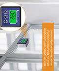 Slick Digital Angle Finder With Crystal Clear Lcd Display Waterproof Protractor And Reliable Inclinometer For Miter Saw Cuts Auto Diagnostics And Angle Checks That Deliver Hella Precise Reads Every Time Blue with digital display on a flat surface.