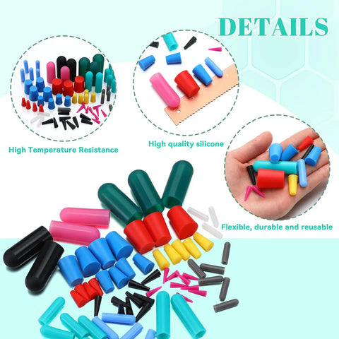 Pro 186 Piece Powder Coating Plug And Tape Kit With Silicone Rubber Tapered Caps In 8 Sizes For masking holes and threads