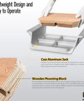 4 Inch Setback Jack Plate For Outboard Motors Up To 35 HP Cast Aluminum With Wooden Mounting Block Manual Transom Jack Plate Increases Motor Height To Reduce Drag And Improve Hydrodynamics And Boost Boat Performance. Cast aluminum jack plate with wooden mounting block